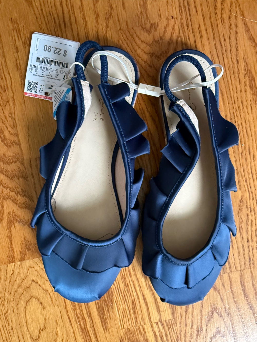 Zara Navy Ruffle Ballet Flats